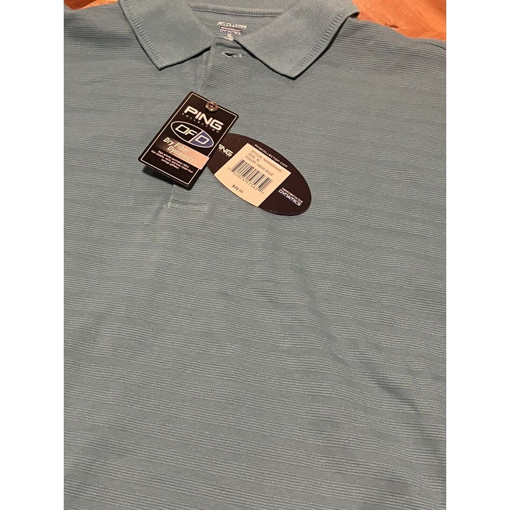NEW PING Golf Shirt DFD Dry FIber Dynamics Ribbed‎ Fabric XL Aqua Blue NWT
